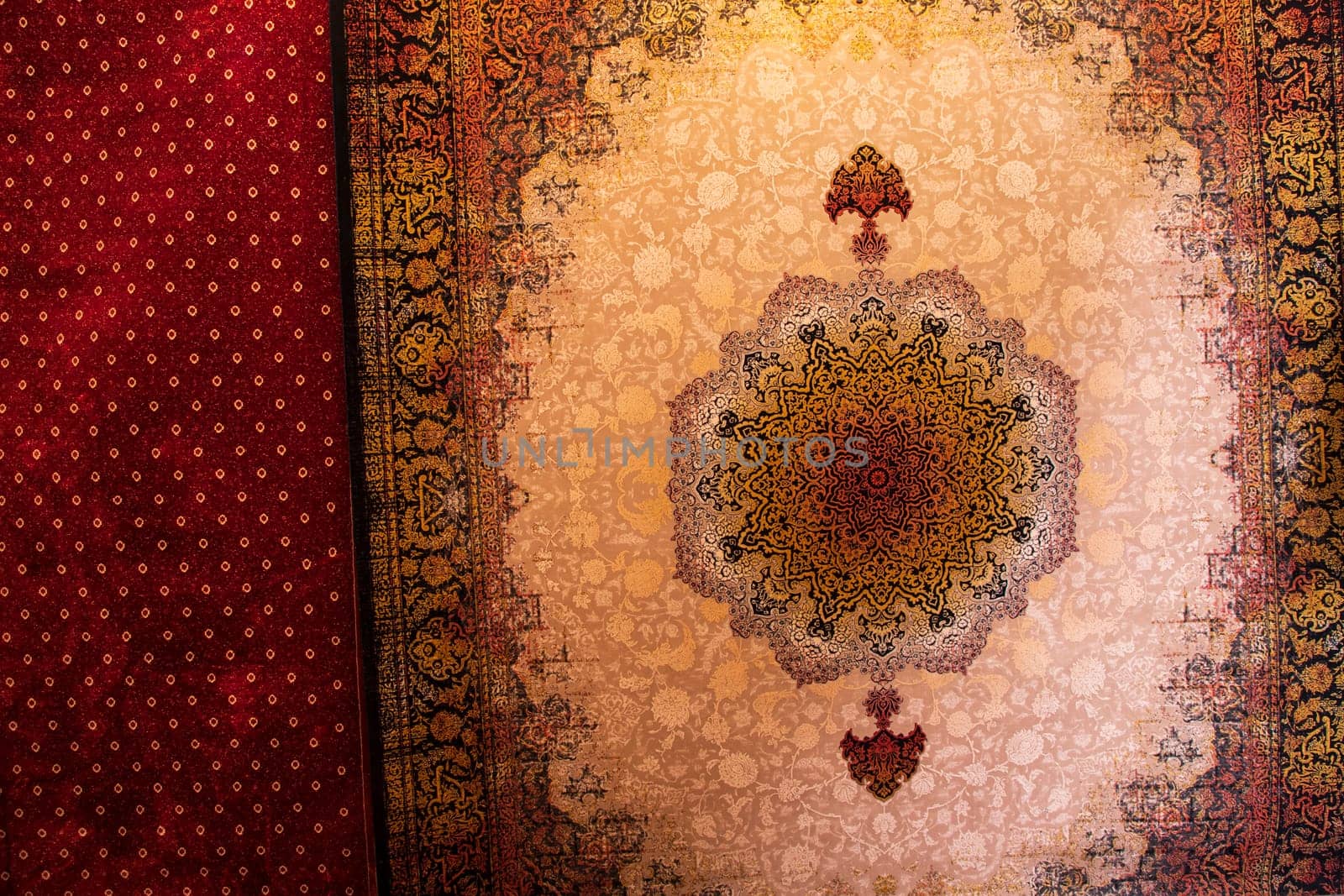 Vintage background with oriental ornaments on the wall