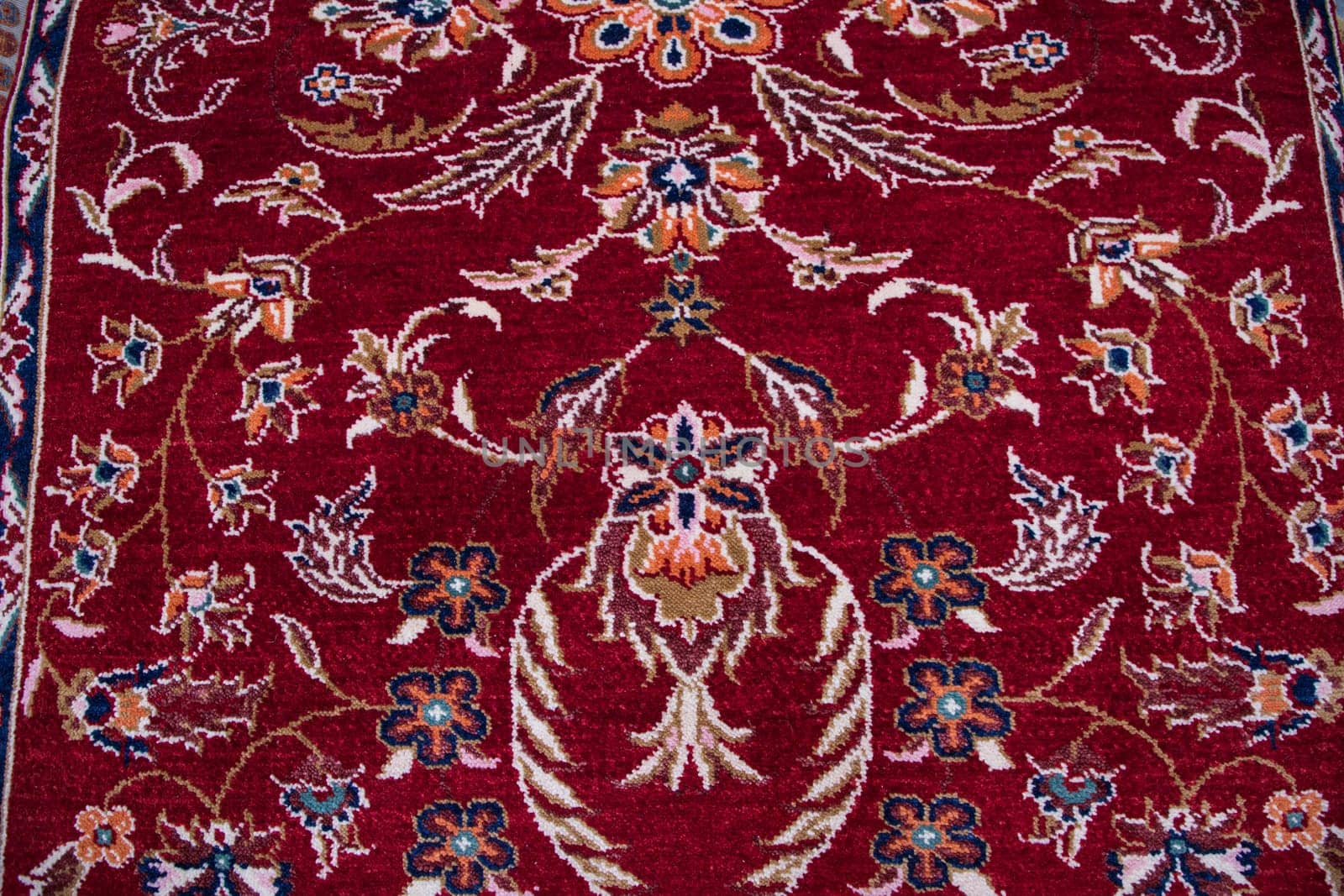 Detail of a traditional Turkish carpet in Istanbul, texture background