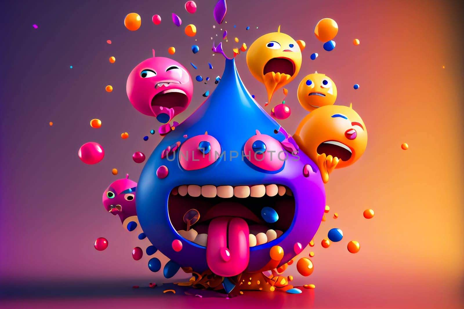 Emoji emoticon character background collection.  Generative AI.