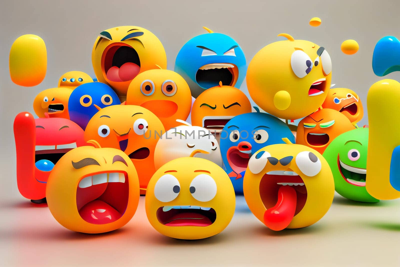 Emoji emoticon character background collection.  Generative AI.