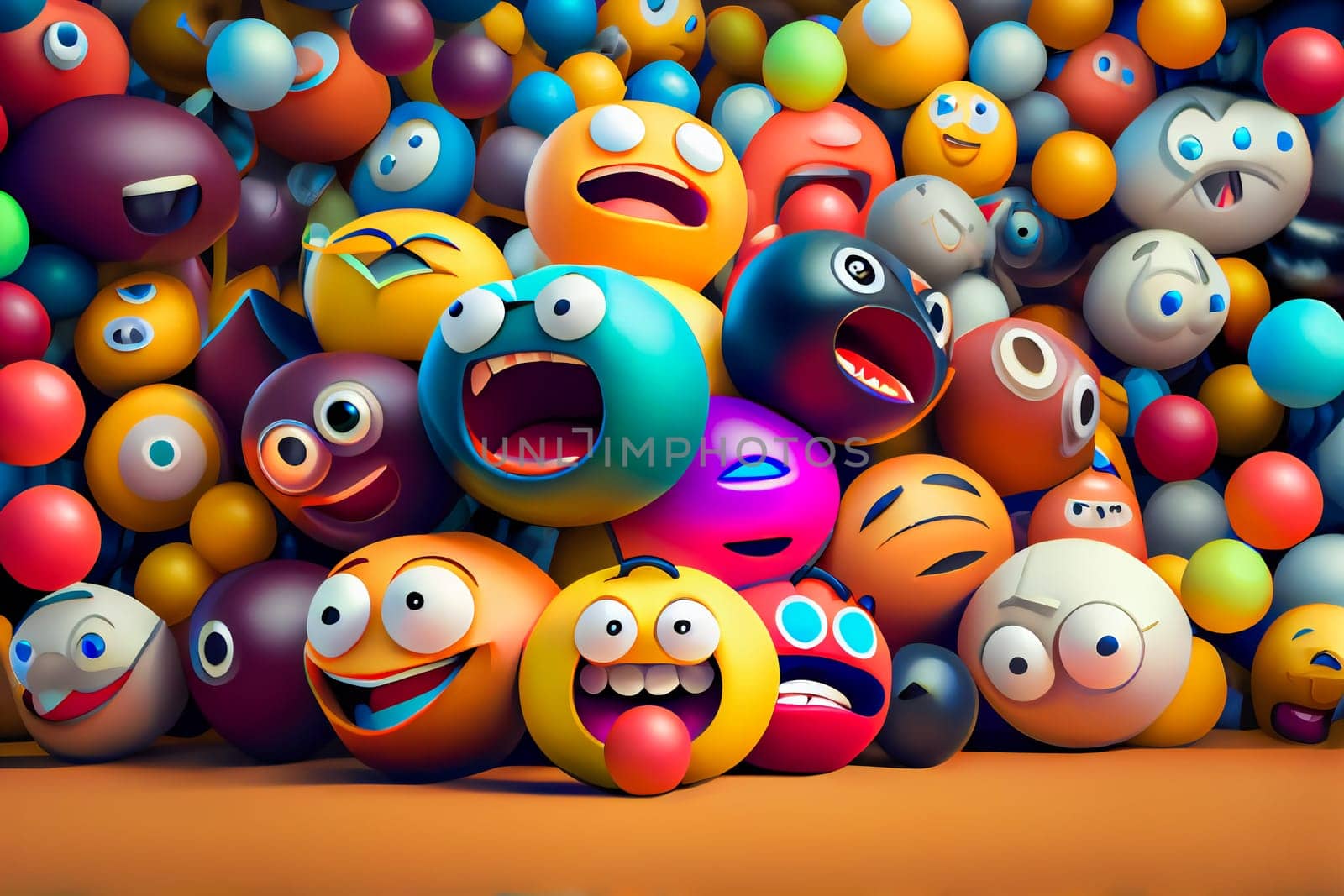 Emoji emoticon character background collection.  Generative AI.