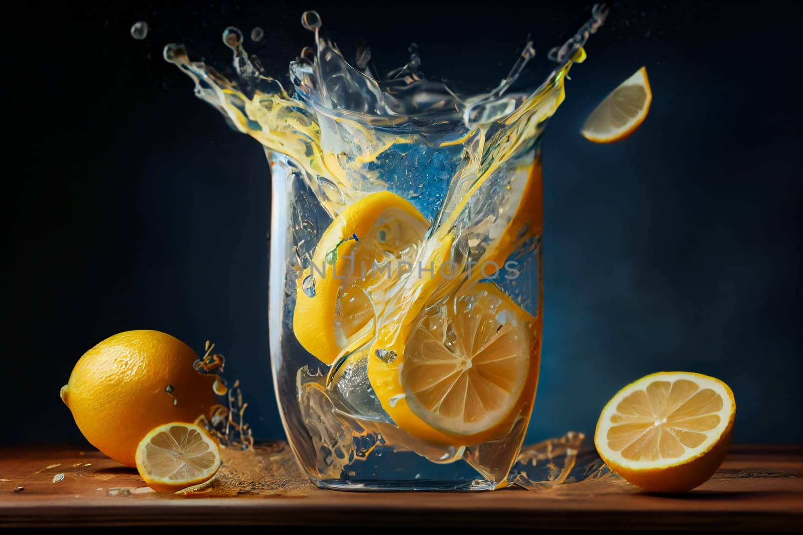Refreshing Glass of Lemonade.  Generative AI.