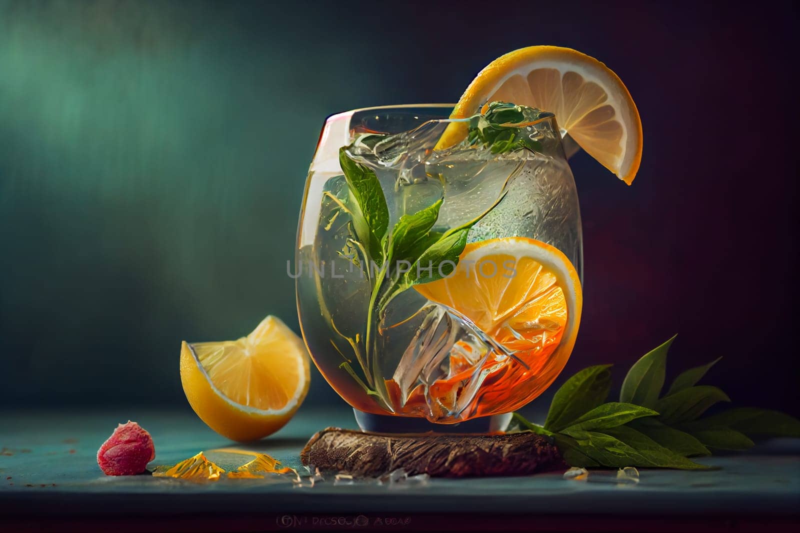 Refreshing Glass of Lemonade.  Generative AI.