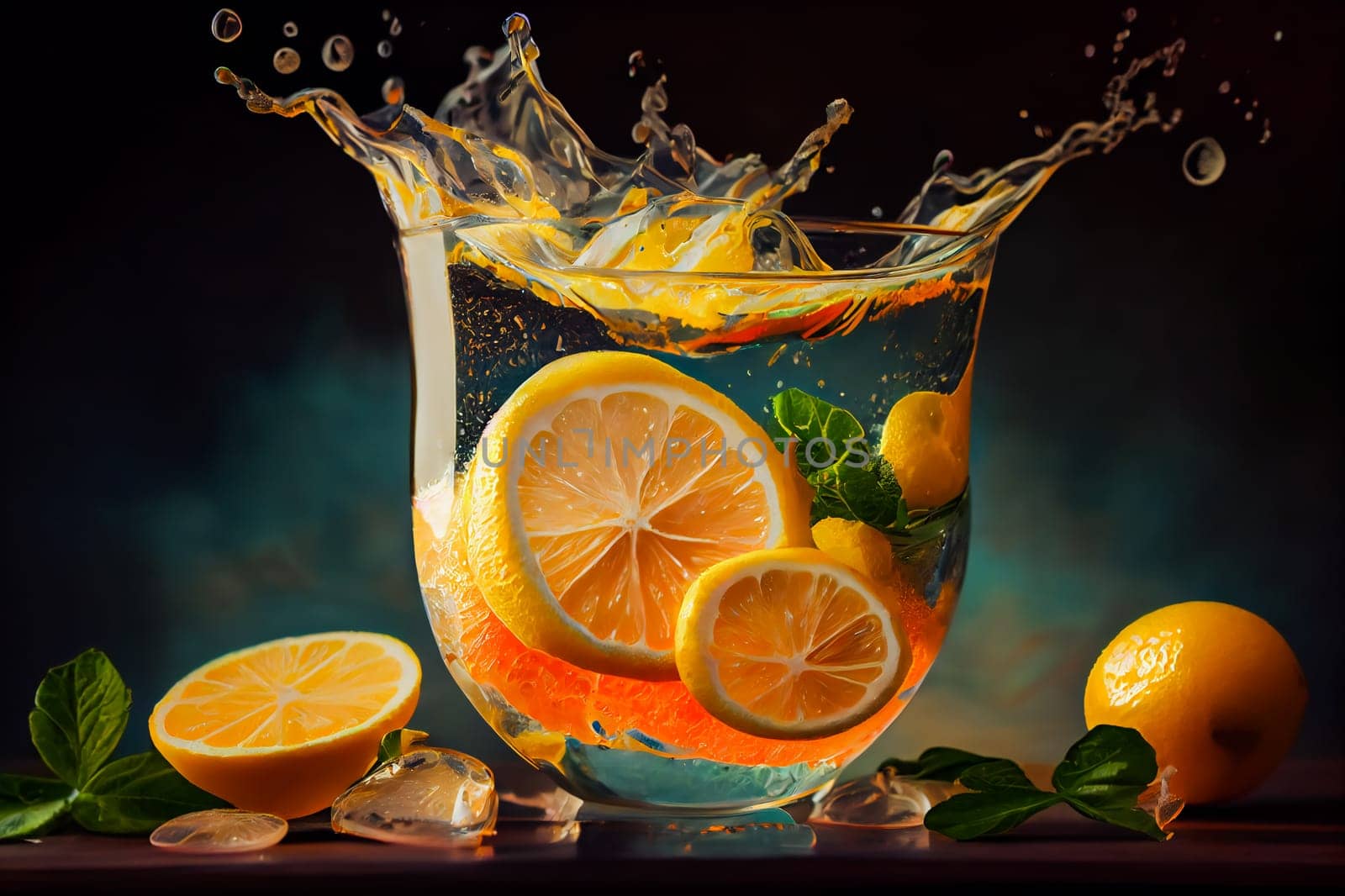 Refreshing Glass of Lemonade.  Generative AI.