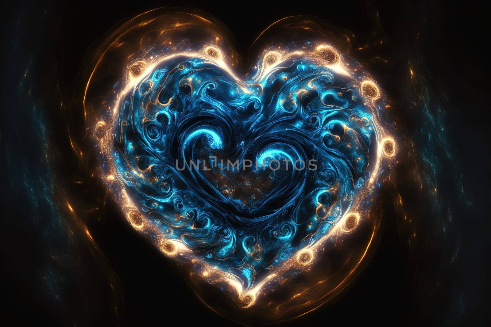 Ethereal, spiritual heart with mysterious blue energy swirling inside, Generative AI, is not based on any original image, character or person.