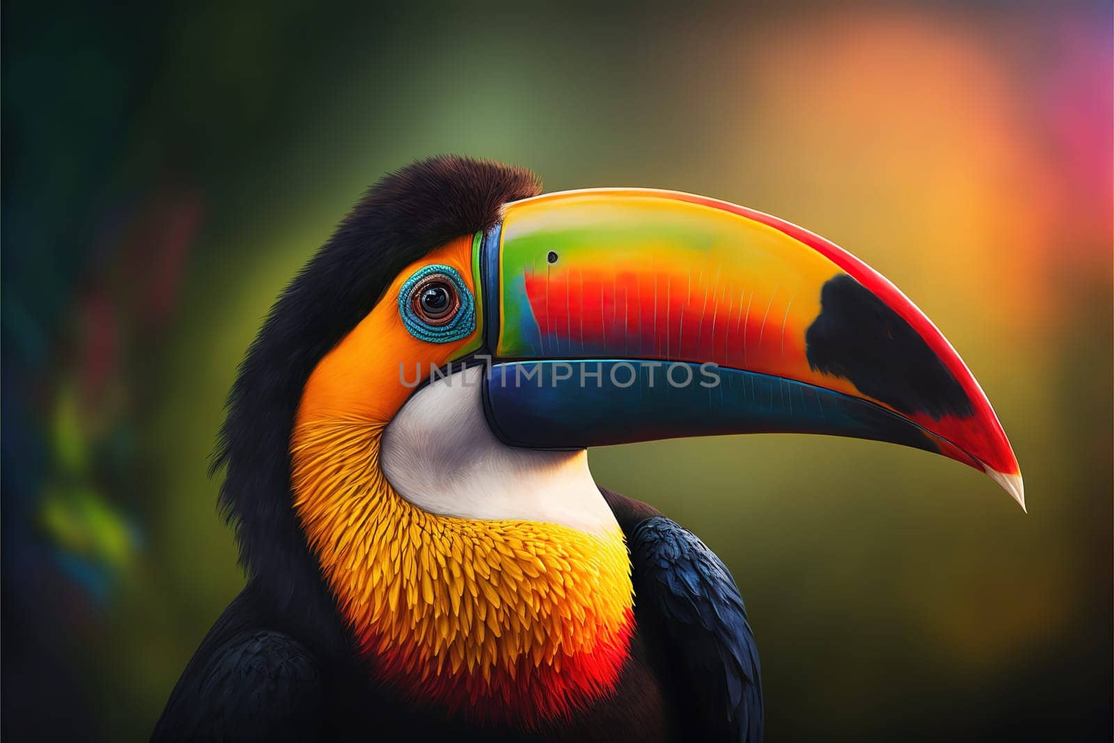 Portrait of a tropical toucan bird.