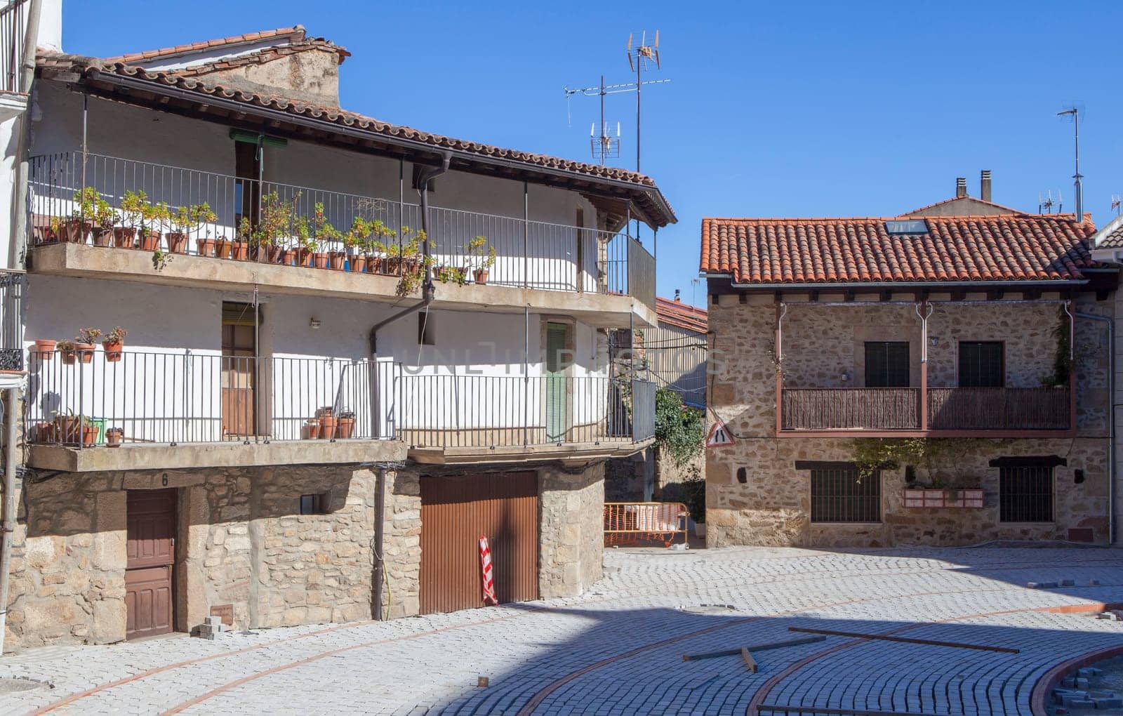 Hoyos, beautiful little town in Sierra de Gata, Caceres, Extremadura, Spain. Gabriel y Galan Square
