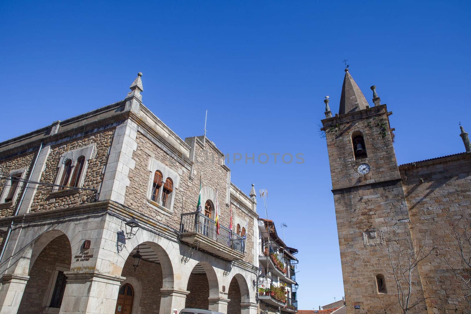 Hoyos, beautiful little town in Sierra de Gata, Caceres, Extremadura, Spain. Plaza Mayor