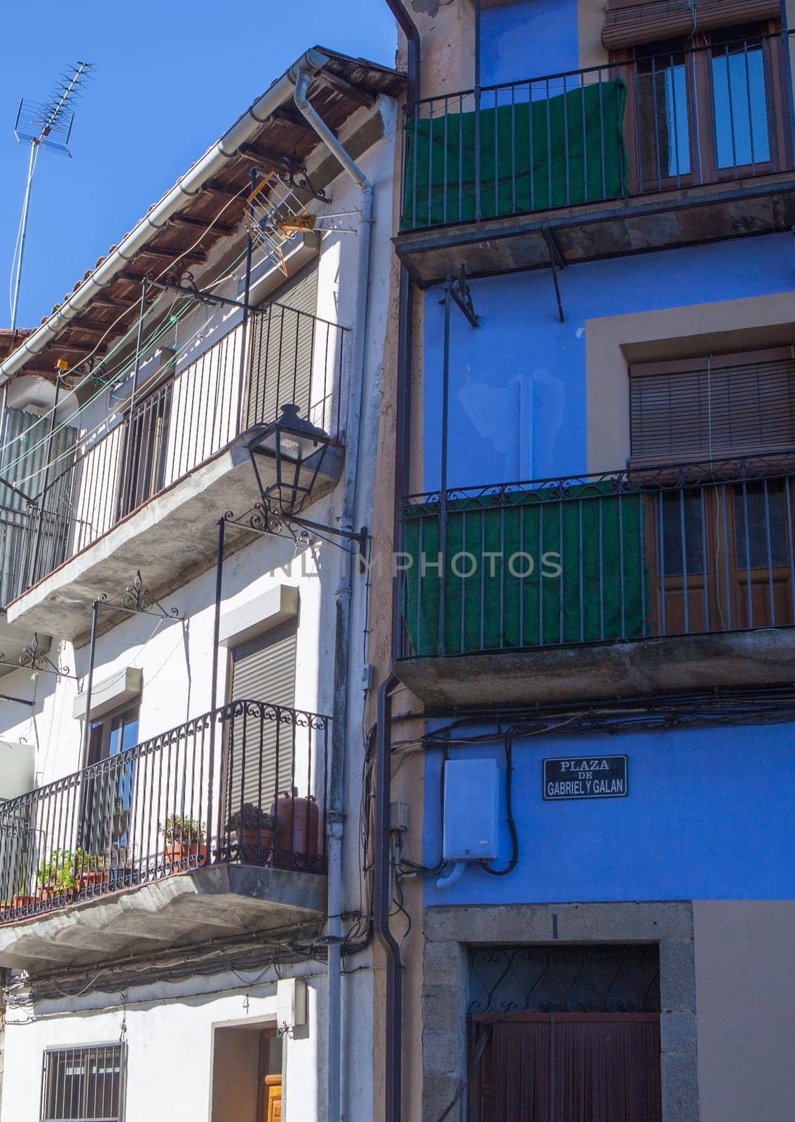 Hoyos, beautiful little town in Sierra de Gata, Caceres, Extremadura, Spain. Gabriel y Galan Square