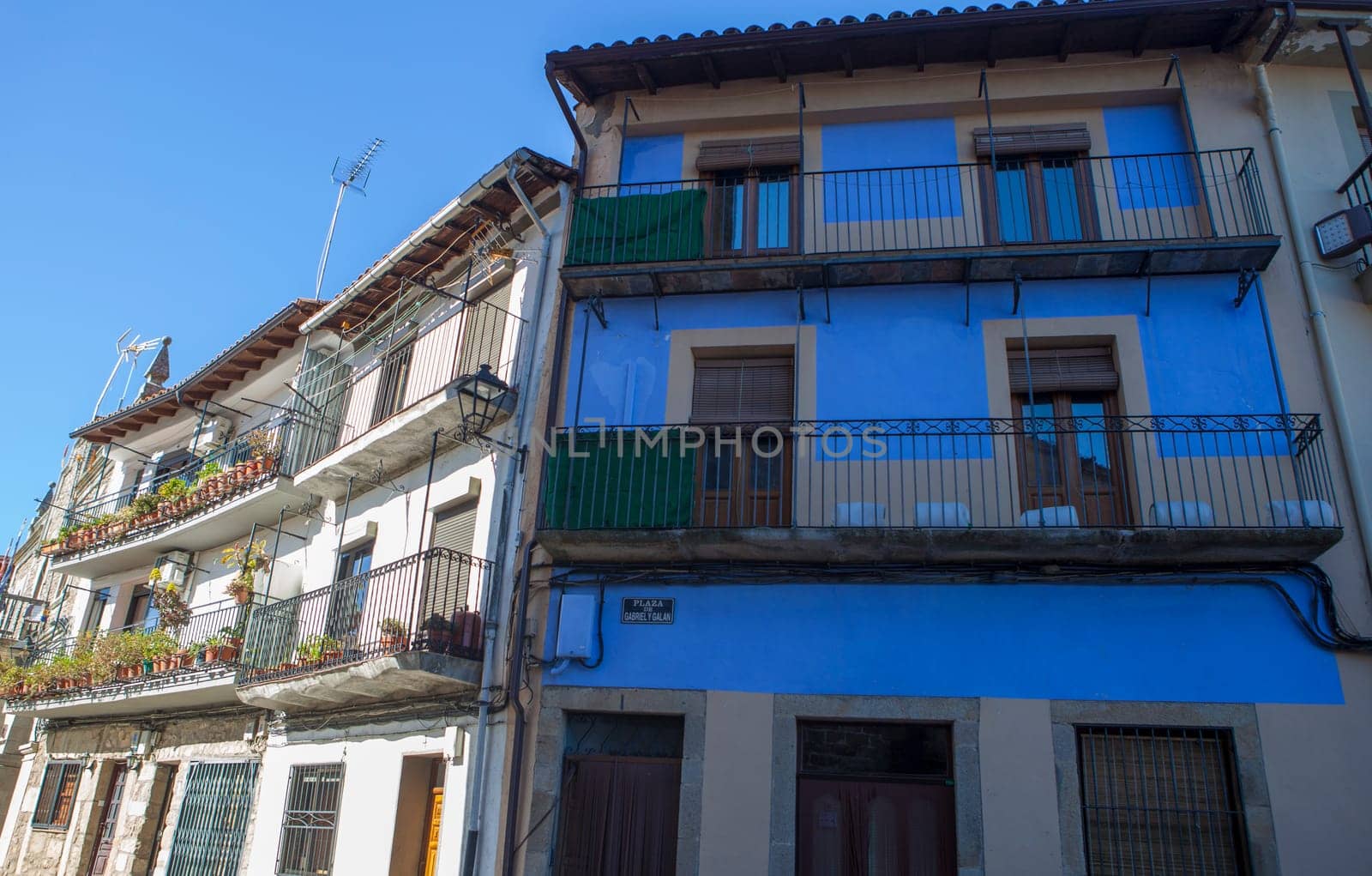 Hoyos, beautiful little town in Sierra de Gata, Caceres, Extremadura, Spain. Gabriel y Galan Square