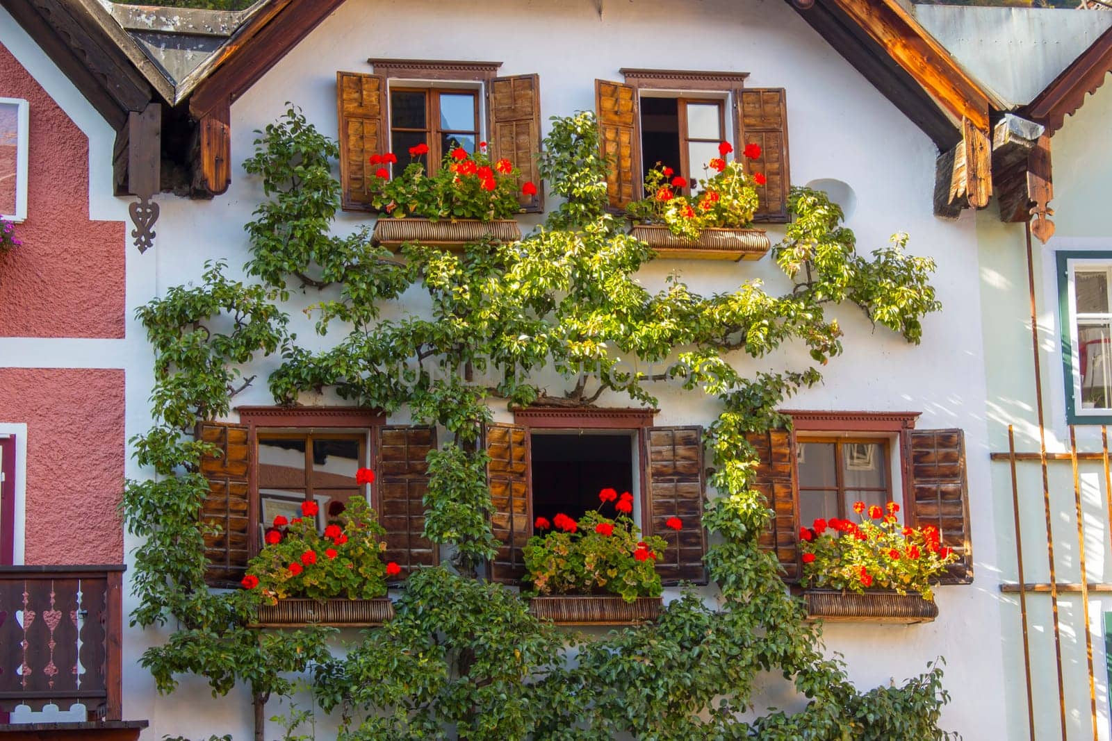 Colorful buildings in Hallstatt, Austria