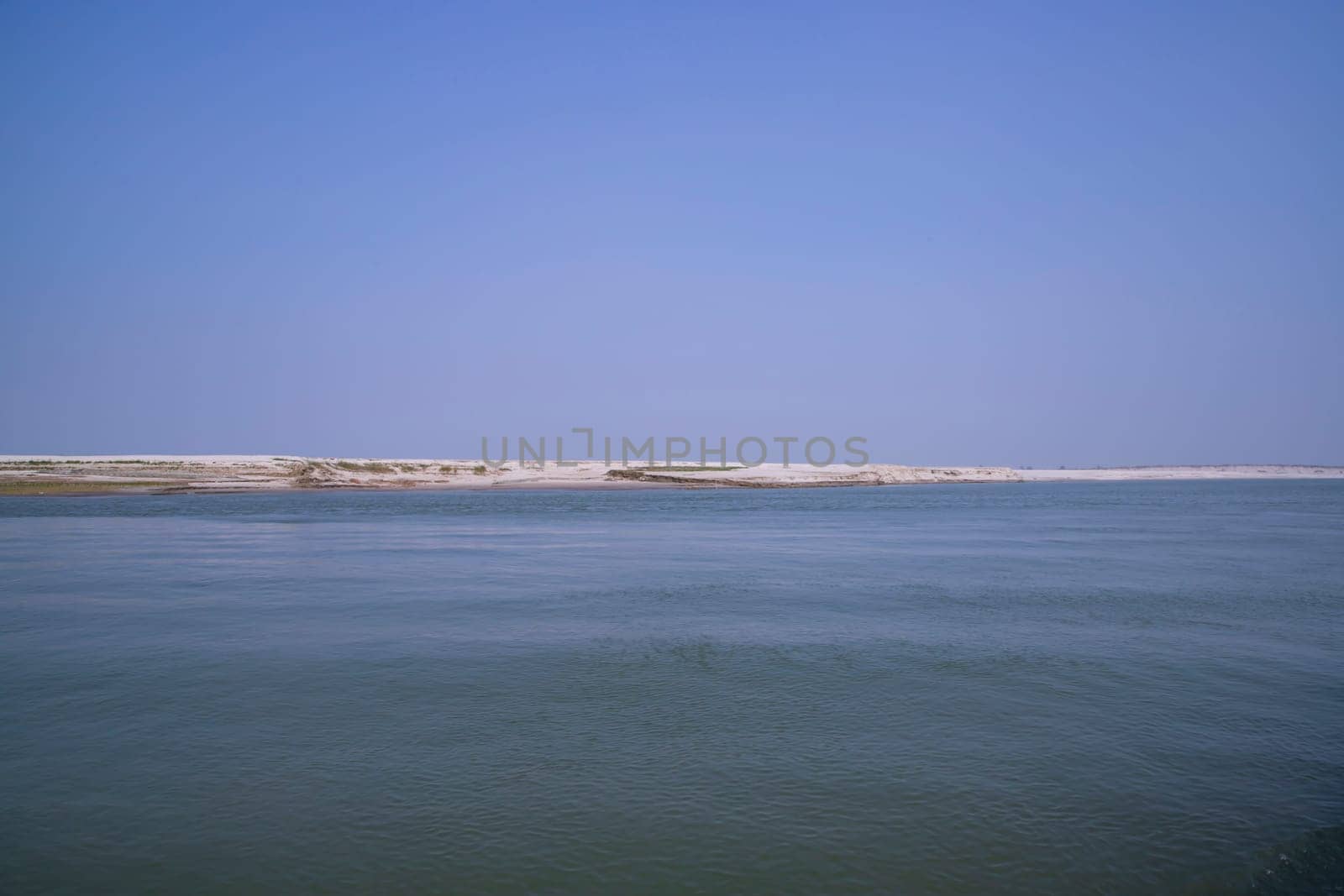 Padma River Bluewater and sand island with blue sky  beautiful  landscape view