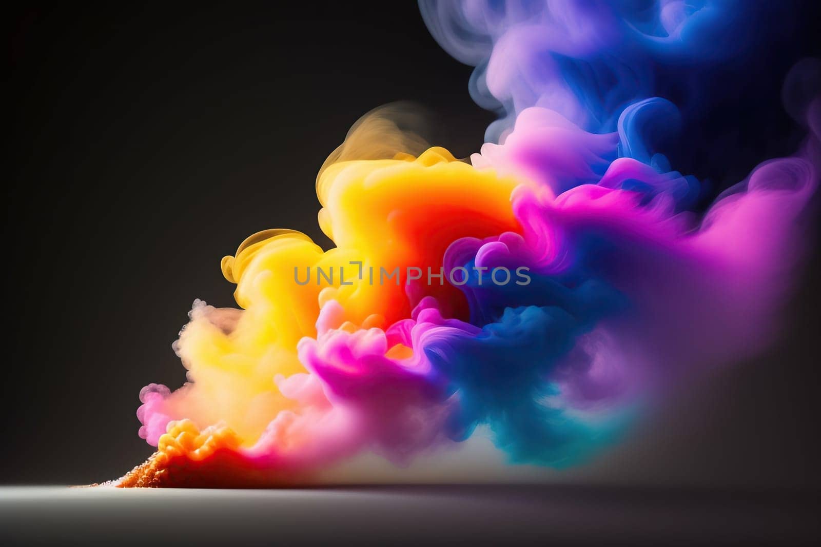 Abstract colorful ink and smoke waves
