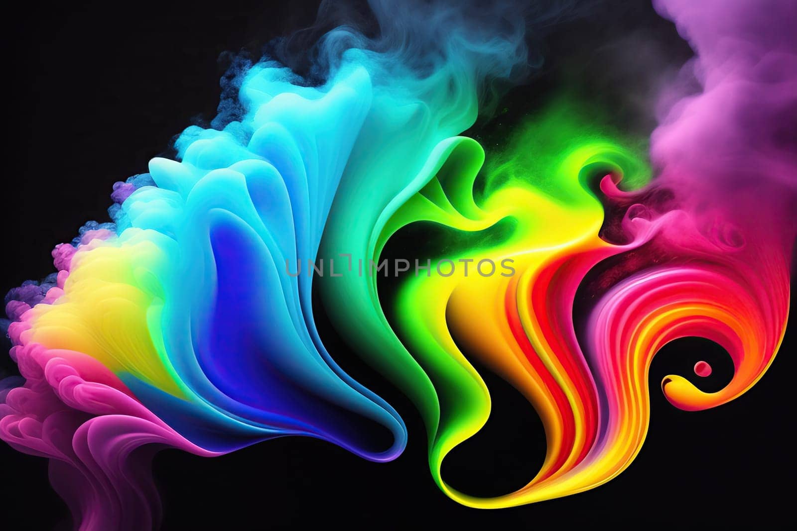 Abstract colorful ink and smoke waves