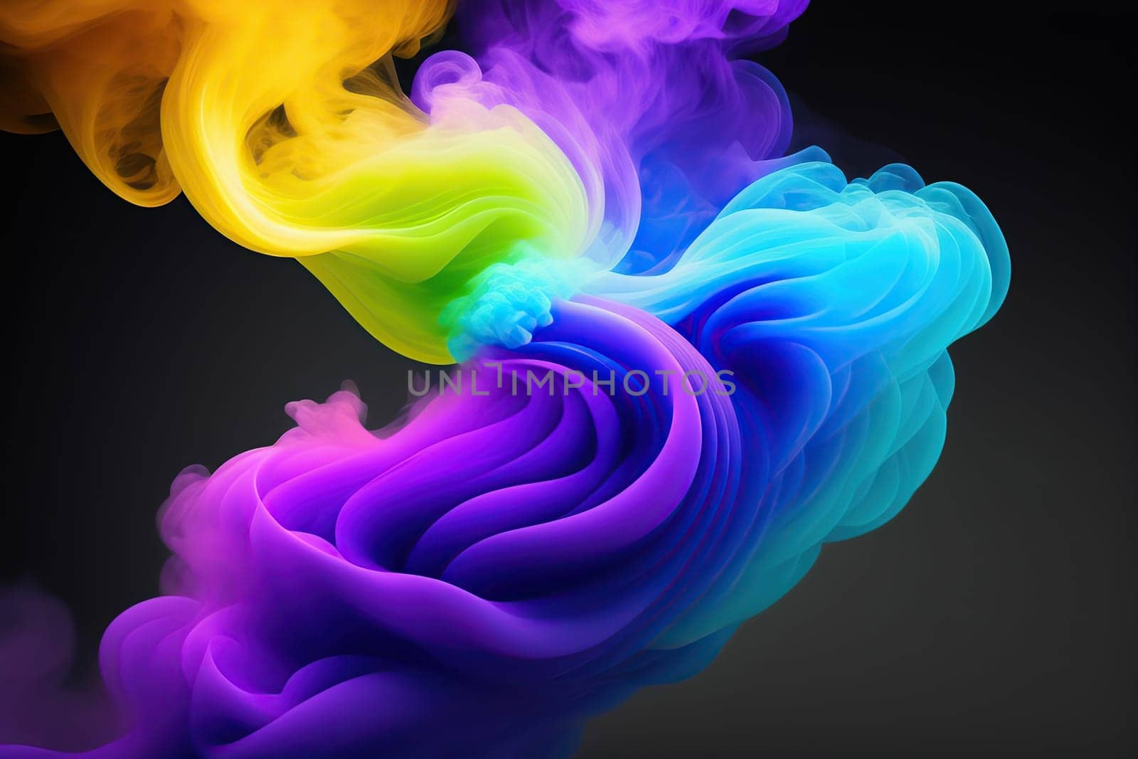 Abstract colorful ink and smoke waves