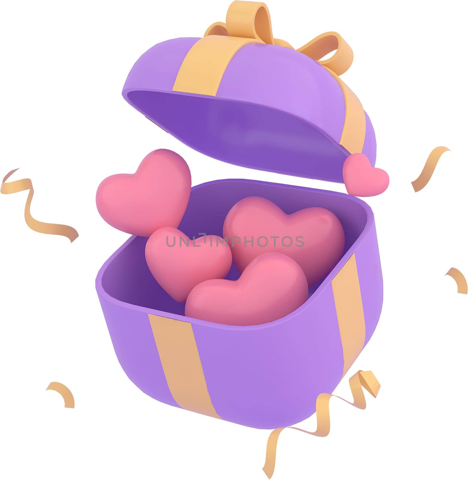 access element for Valentine's Day and Mother's Day greeting card, 3D rendering of celebrations on special days.
