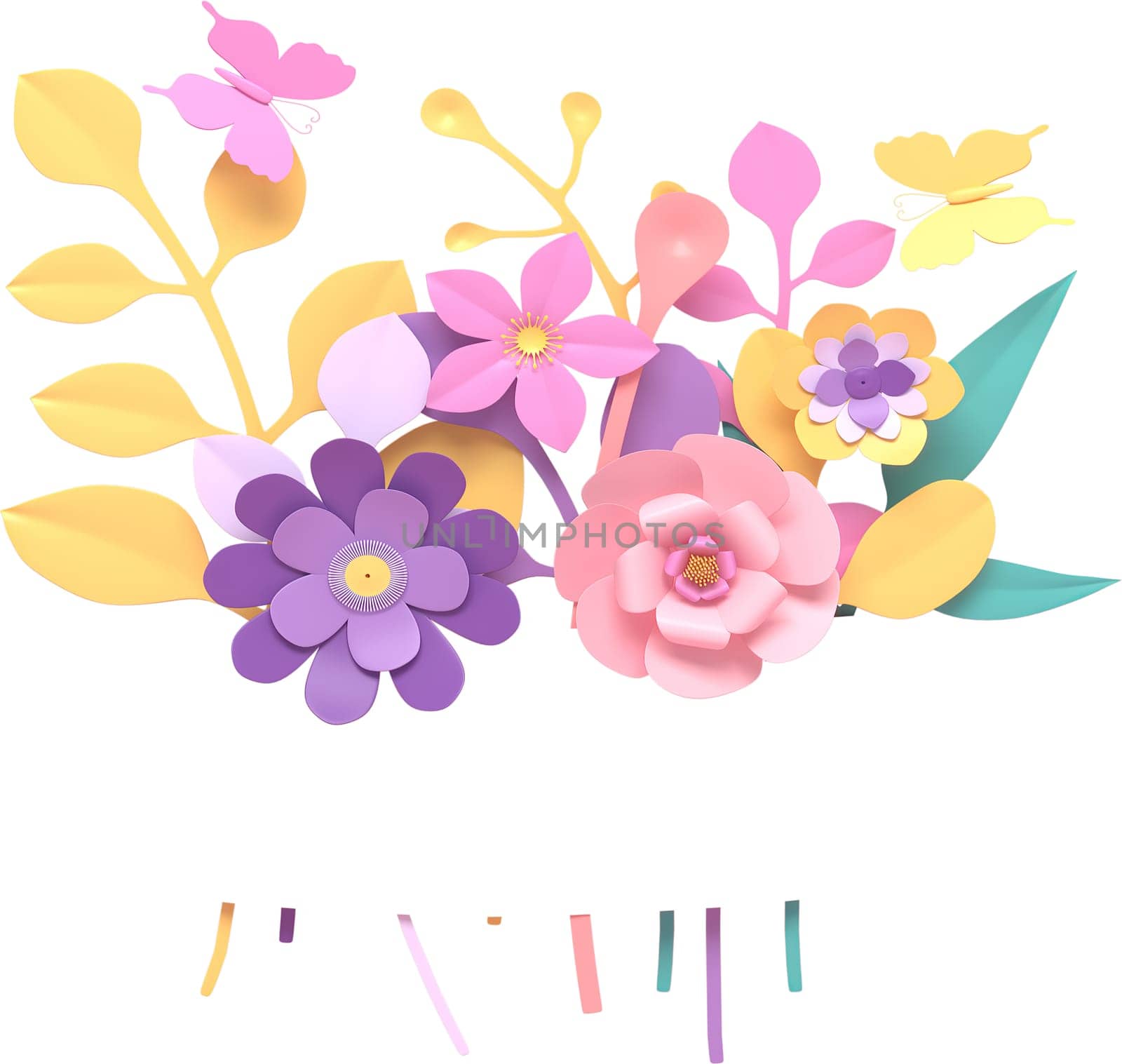access element for Valentine's Day and Mother's Day greeting card, 3D rendering of celebrations on special days.