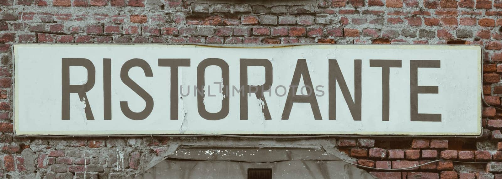 Old vintage restaurant sign in Italy - Concept of retro, traditional Ristorante design