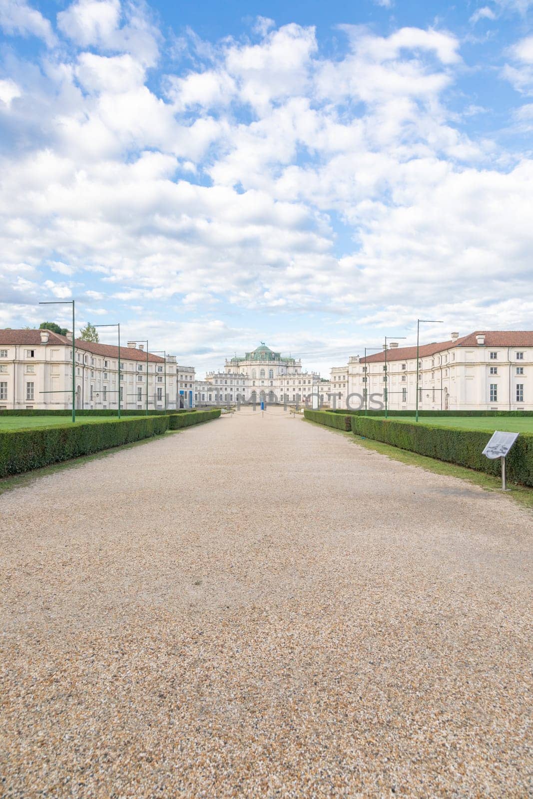 Turin, Italy - January 2023: Stupinigi Royal Palace. Luxury old baroque exterior