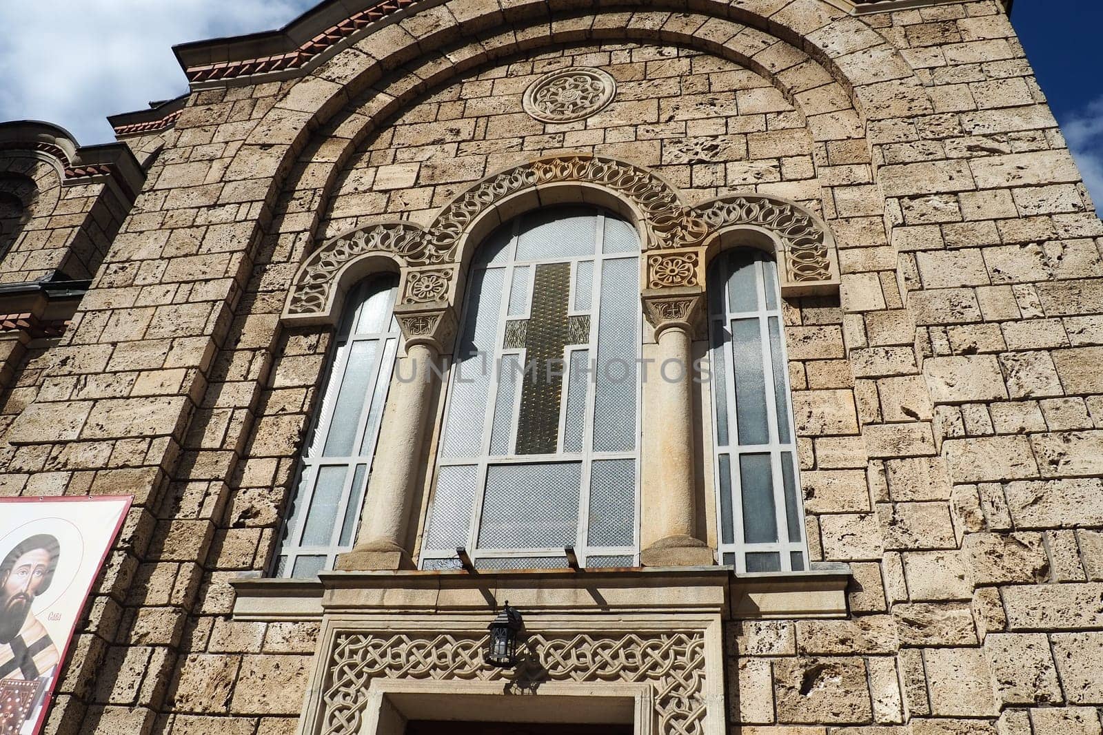 Banja Koviljaca, Serbia, Guchevo, Loznica, September 30, 2022 Rehabilitation center with sulfur and iron mineral waters. Church of the Holy Apostles Peter and Paul. It belongs to the diocese of Sabac