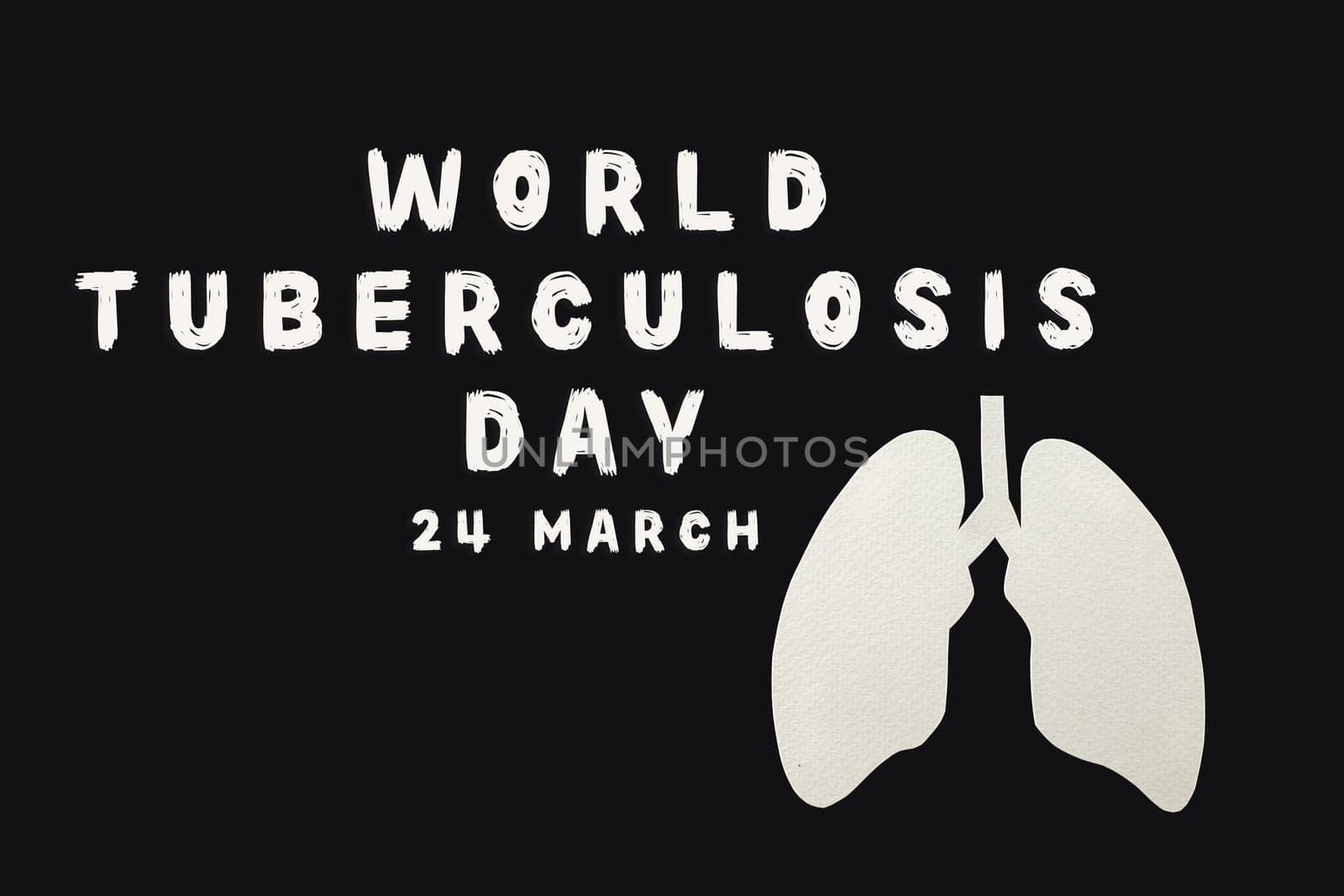 World tuberculosis day. Lungs paper cutting decorative symbol on black background, copy space, concept of world TB day, no tobacco, banner background, respiratory, lung cancer awareness, 24 March