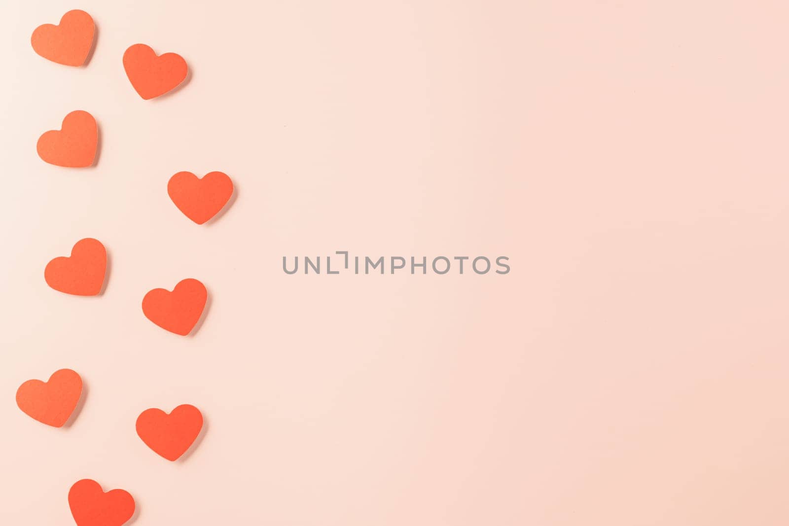 Beautiful red paper hearts shape cutting pastel pink background, Happy mother day, Symbol of love paper art elements with place for text, Happy Valentine Day concept