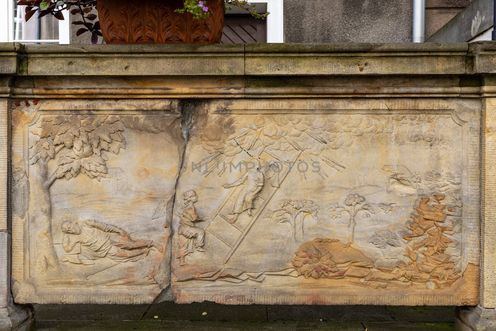 Stone relief decorating the entrances to houses at Mariacka Street in Gdańsk. Poland