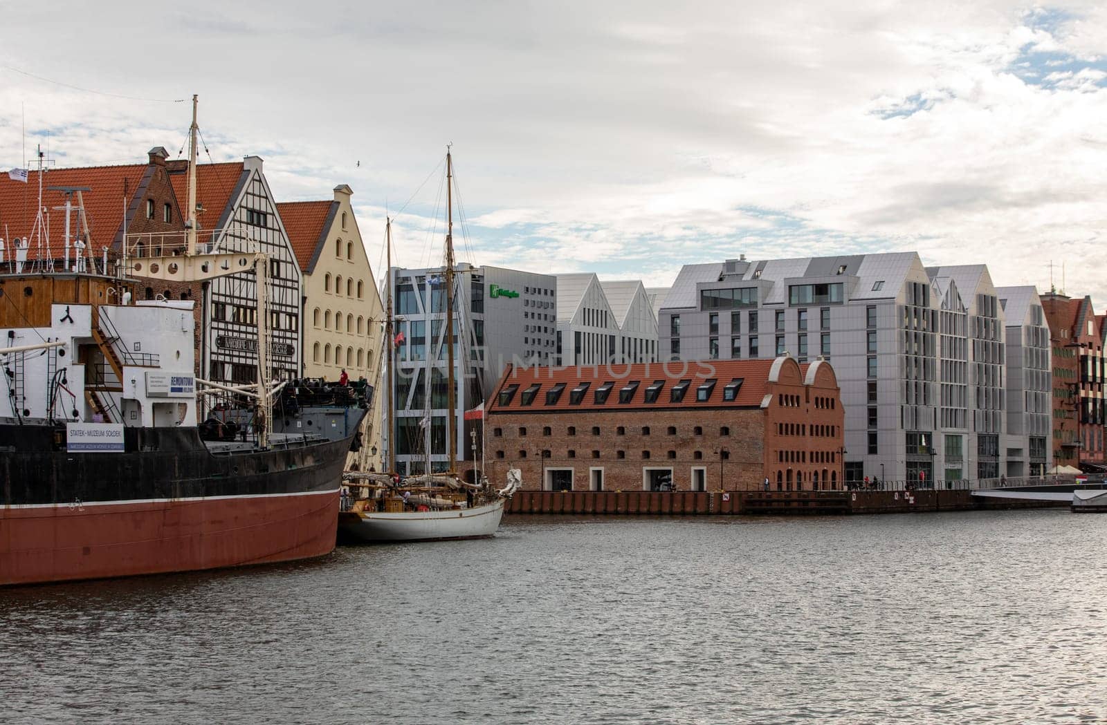 Gdansk, Poland - Sept 6, 2020: Granary Island in Gdansk - an example of a combination of old and modern architecture