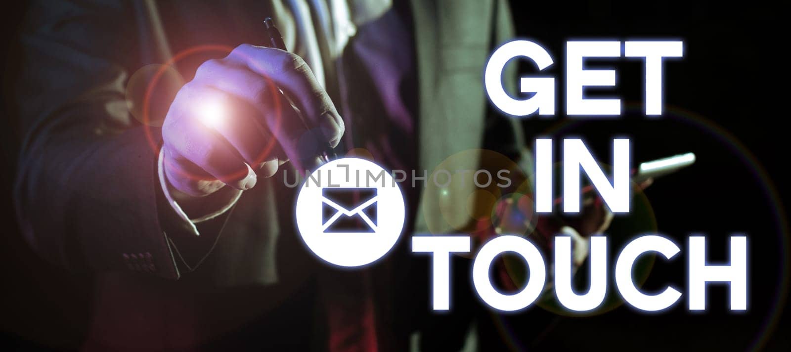 Sign displaying Get In Touch, Conceptual photo Stay in contact Constant Communication Interaction Bonding