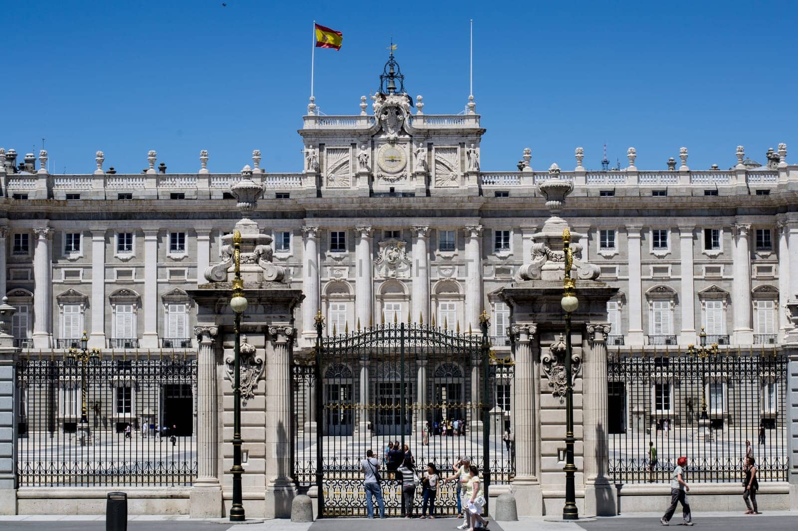 Madrid, Spain, May 2020: view on the Royal Palace facade in Madrid, Spain