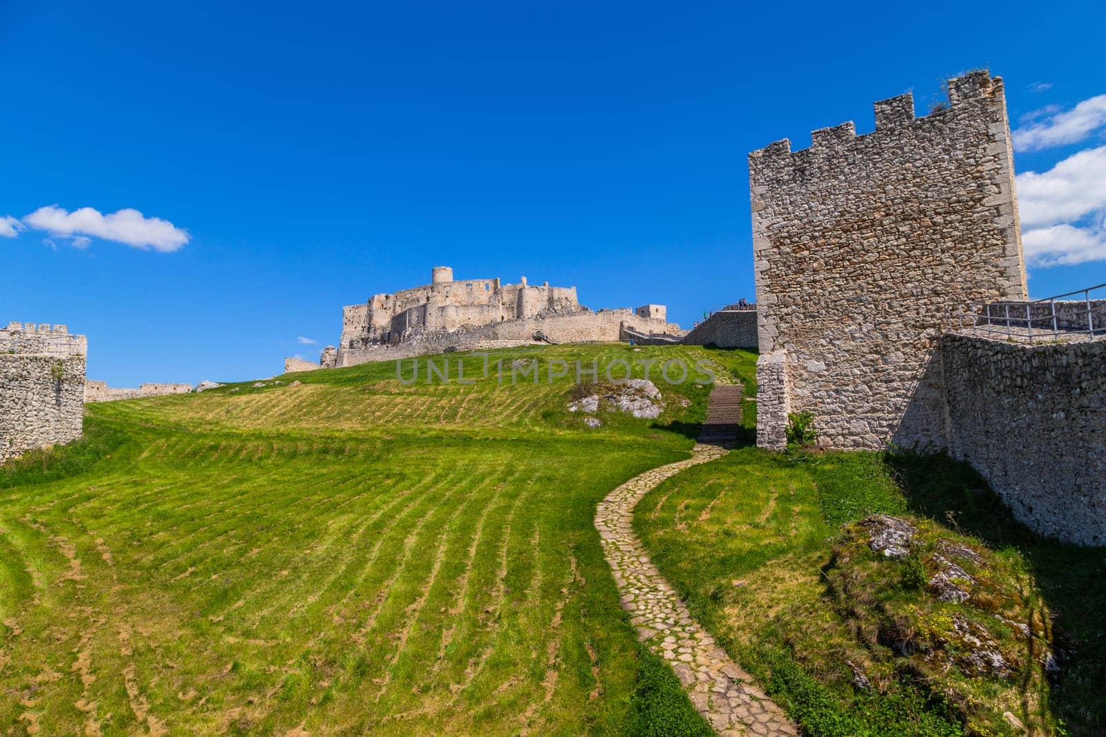Spissky hrad castle ruins near Spisske Podhradie town, Spis region, Slovakia, Europe, biggest Slovak castle