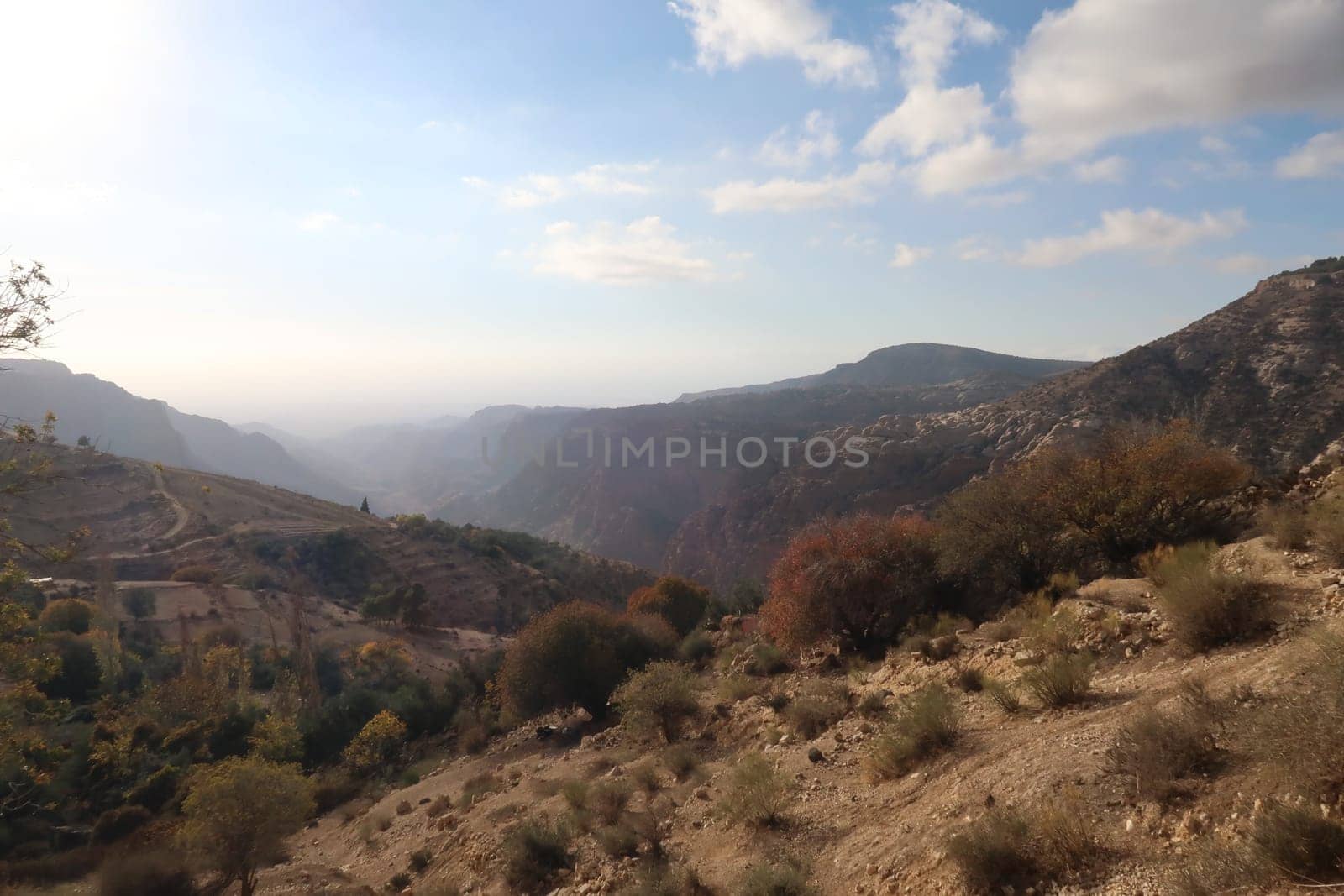 On the way to the view point overlooking Dana and the Valley of the Dana Trail, Dana, Jordan 2021