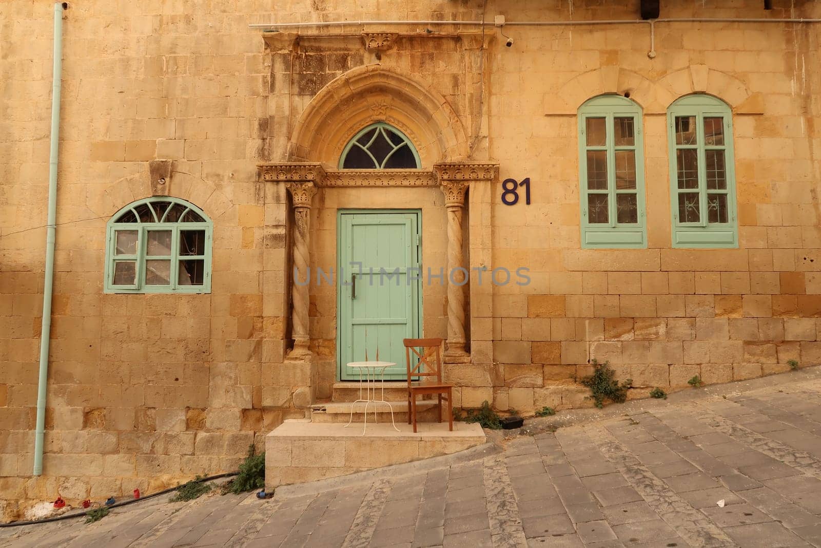 Beautiful facade of a house in As-Salt, Salt, Jordan 2021