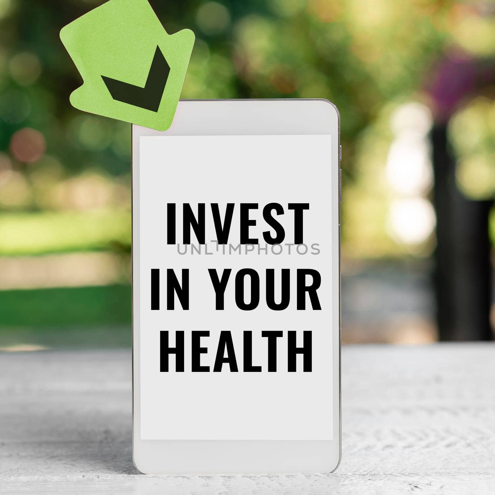 Text sign showing Invest In Your Health, Business concept Live a Healthy Lifestyle Quality Food for Wellness