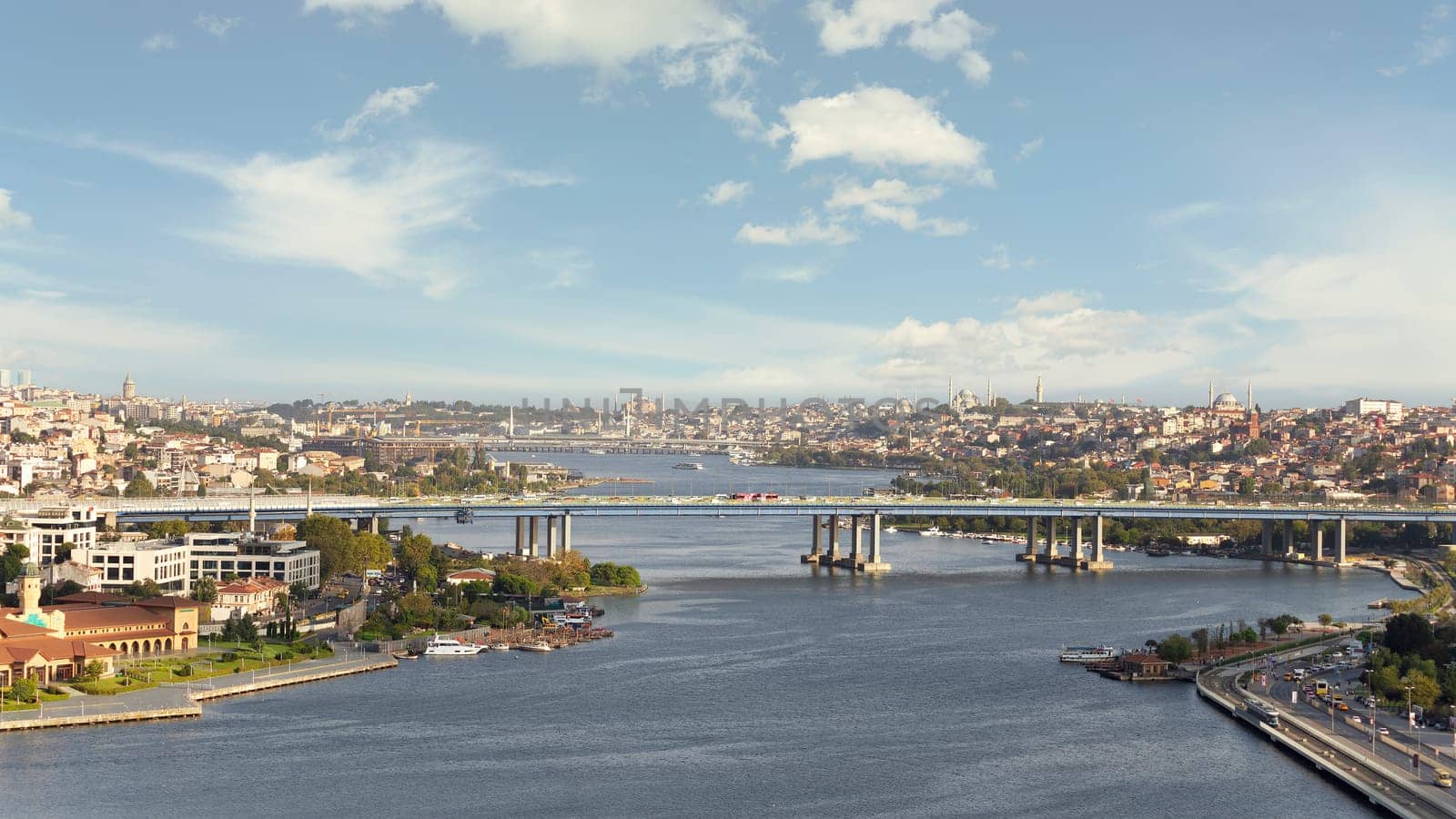 Istanbul city view from Pierre Loti Teleferik station overlooking Golden Horn, Eyup District, Istanbul, Turkey