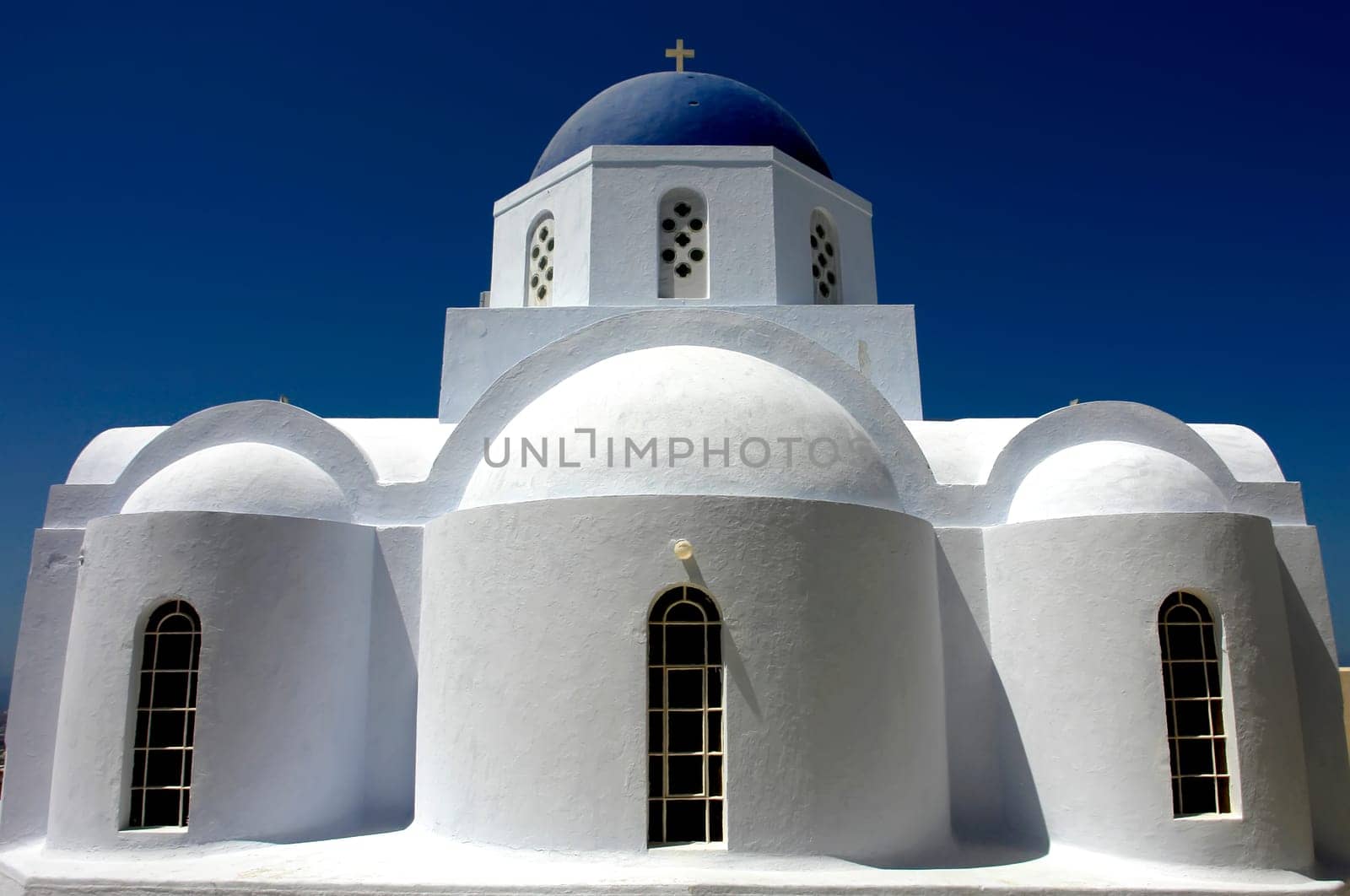 typical church of santorini island, in greece. village of Ia