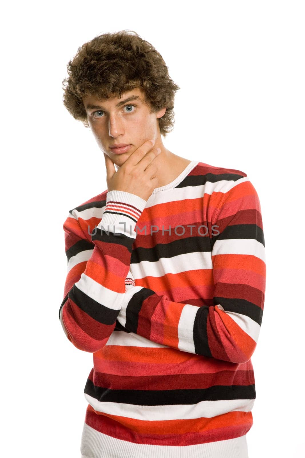 casual young man portrait, isolated on white