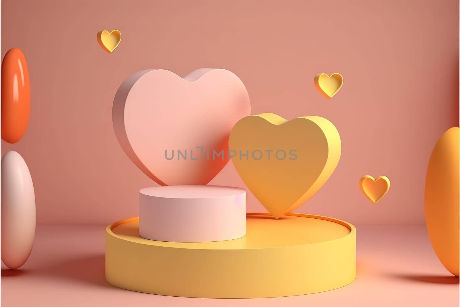 3d valentine background products display summer with podium platform.