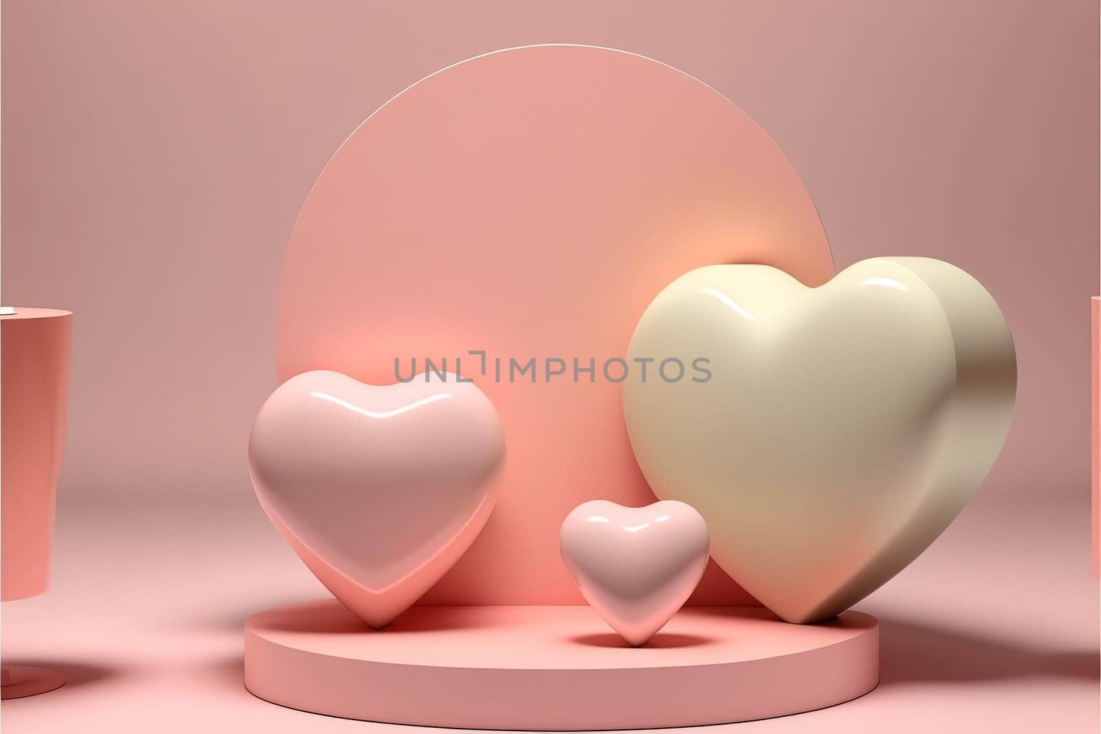 3d valentine background products display summer with podium platform.