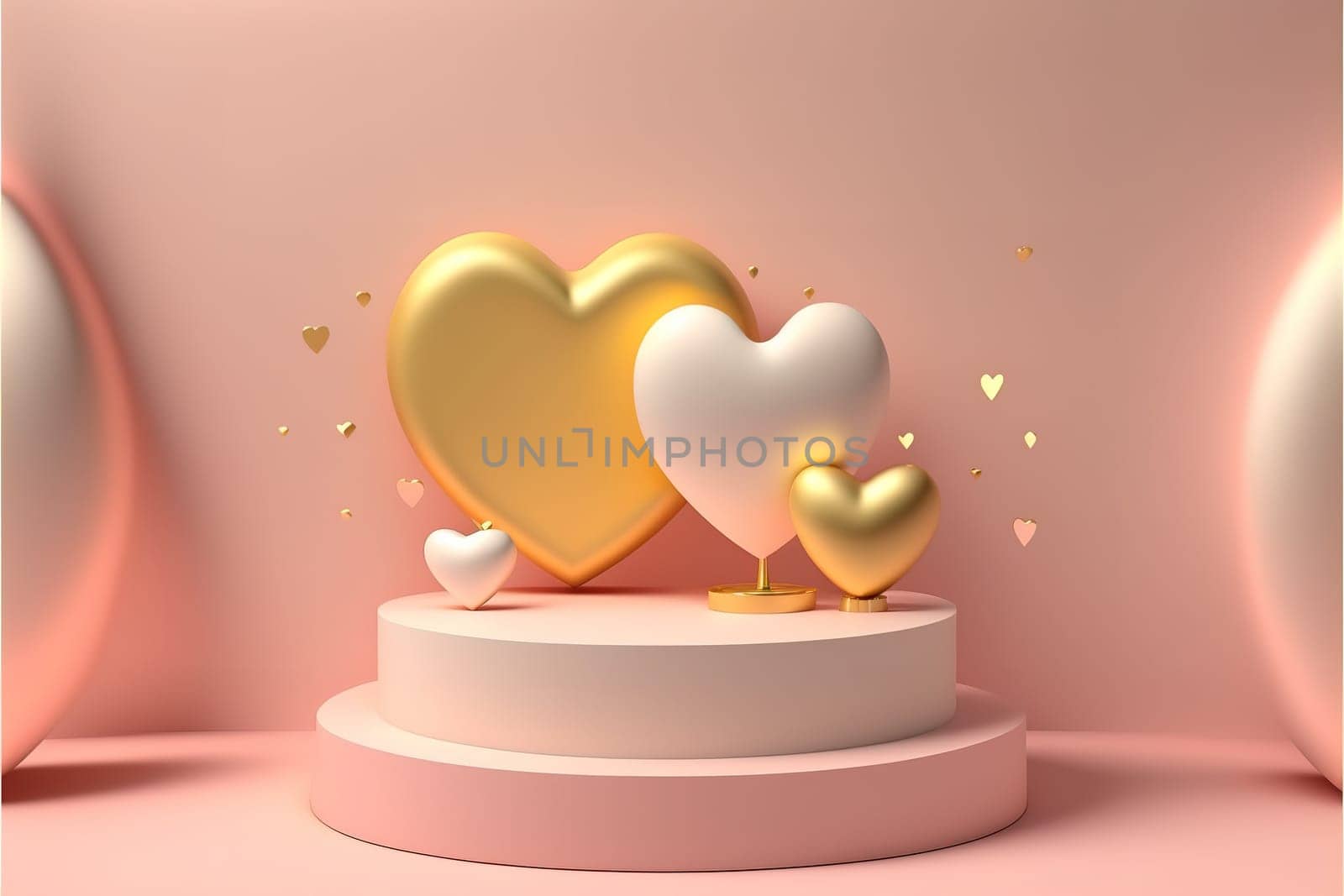 3d valentine background products display summer with podium platform