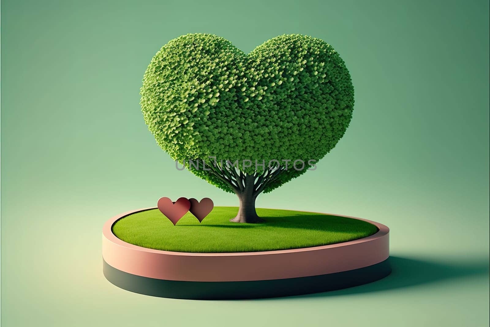 Abstact 3d render spring scene and Natural podium background.