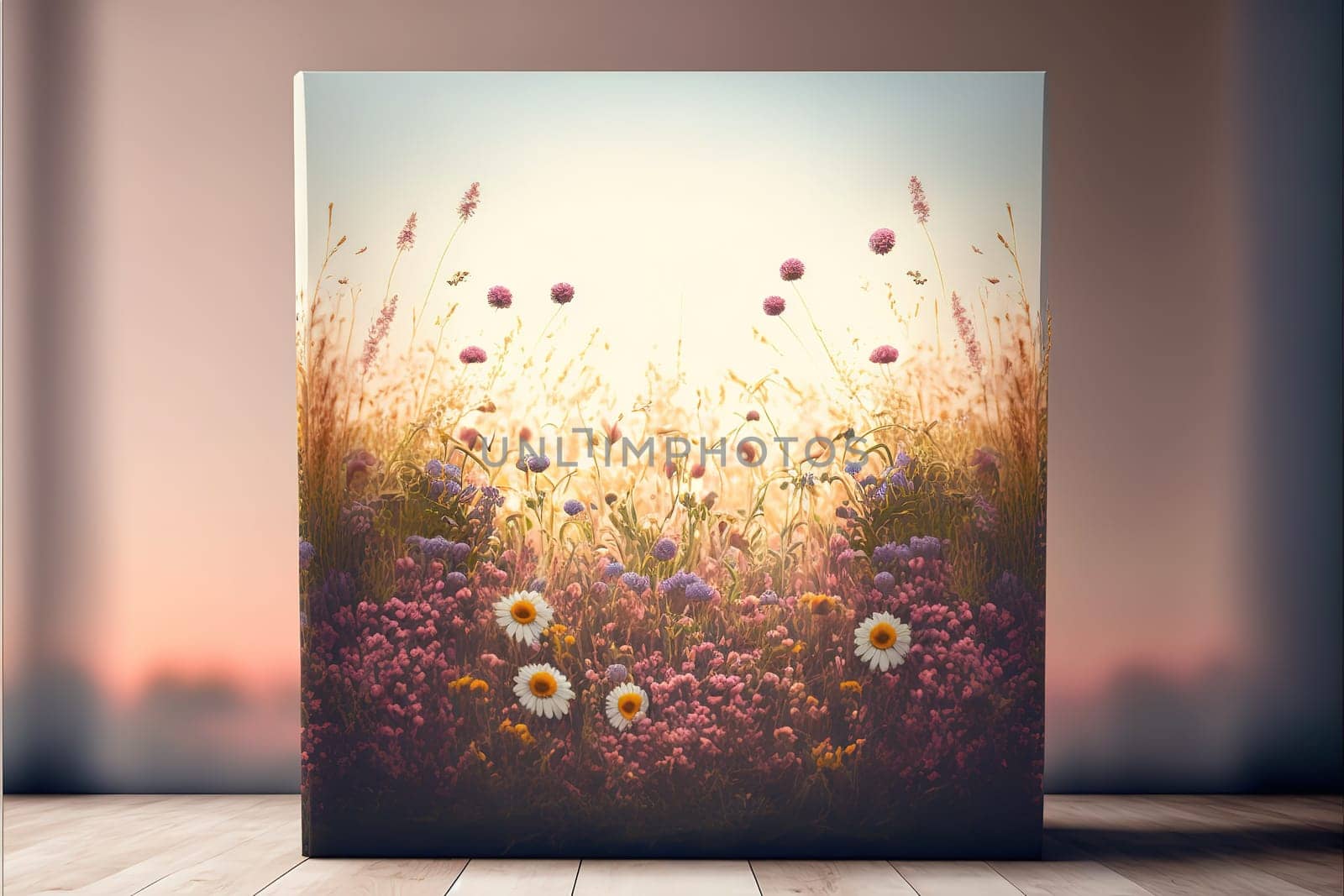 Natural podium backdrop with dreamy flower field.