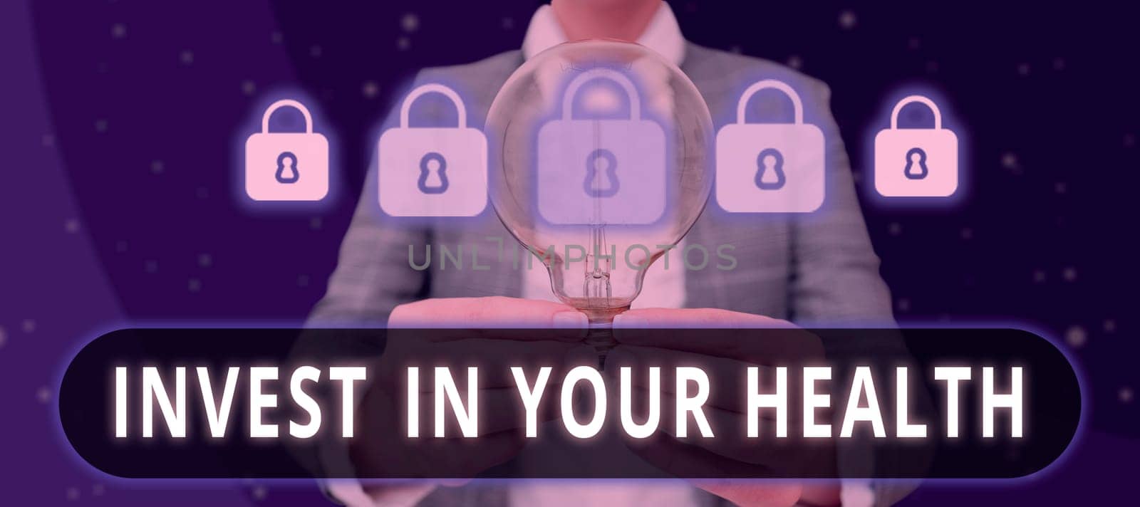 Conceptual caption Invest In Your Health, Internet Concept Live a Healthy Lifestyle Quality Food for Wellness