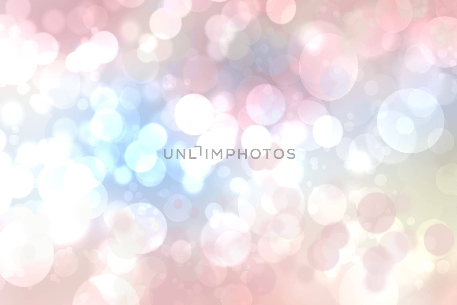 Abstract blurred fresh vivid spring summer light delicate pastel blue pink white bokeh background texture with bright circular soft color lights. Beautiful backdrop illustration.