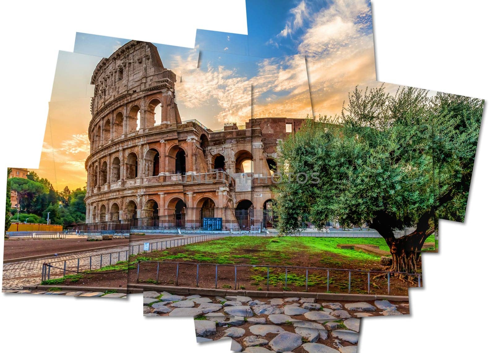 Italy, Rome - Sunset behind the Colosseum, the most famous Roman landmark sightseeing