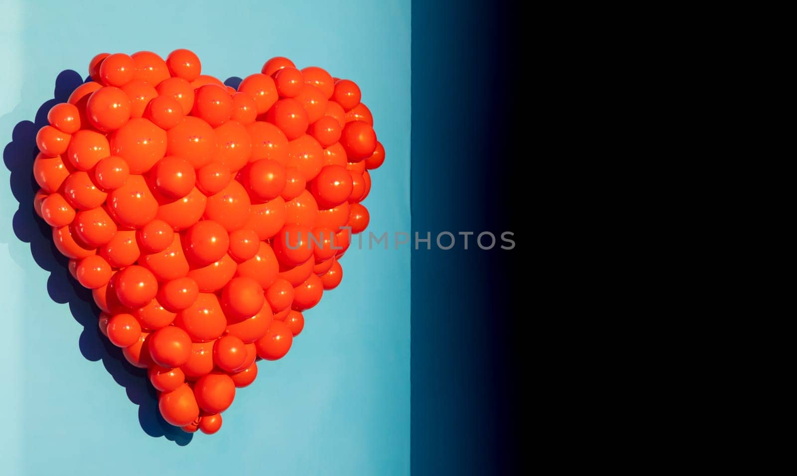Red heart - symbol of love, romantic, celebration. Concept with copy space