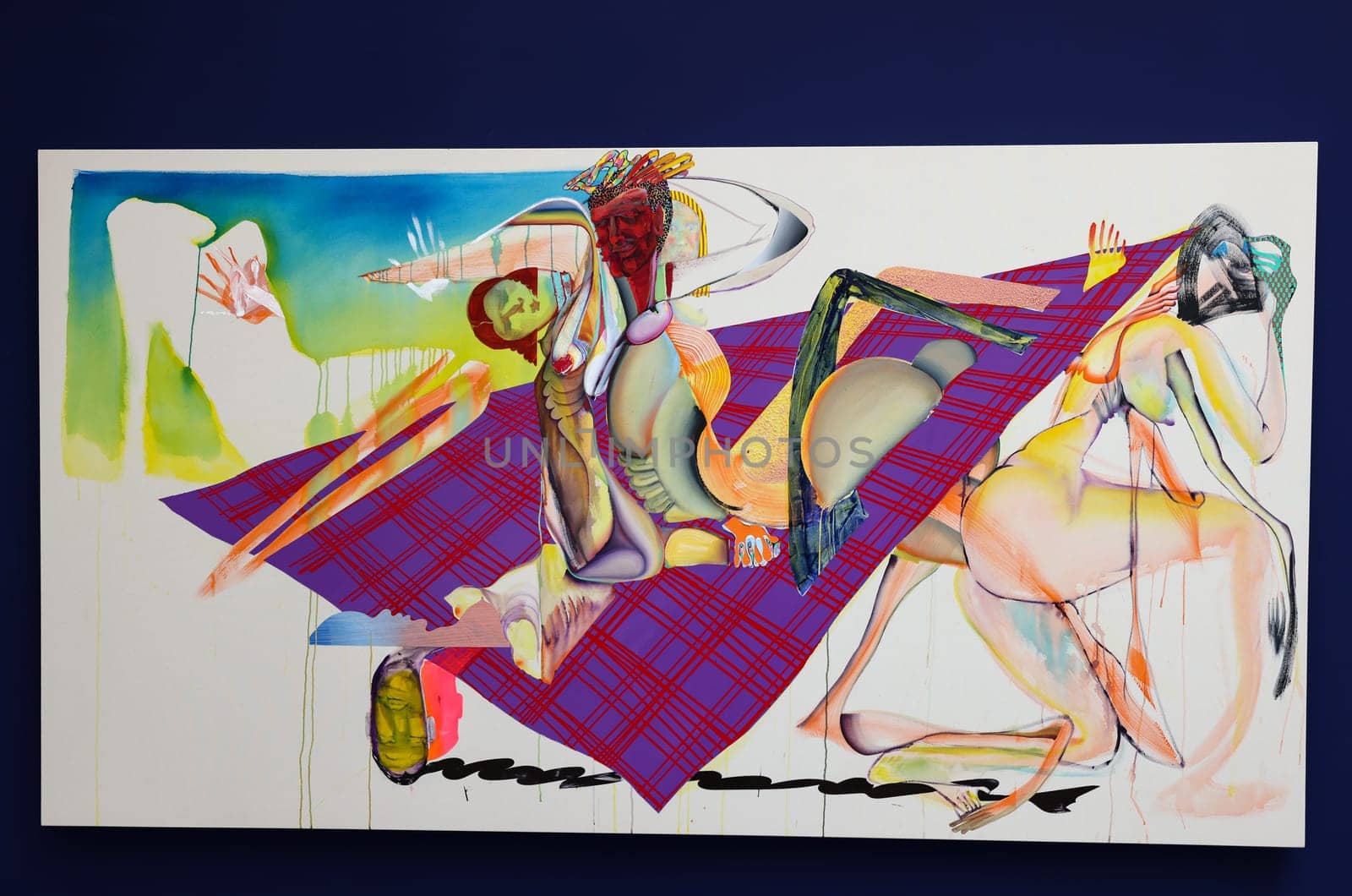 Venice, Italy - September 6, 2022: 59th Venice Art Biennale in Venice. Had a Gud Time Now, Who Could Say by the American artist Christina Quarles