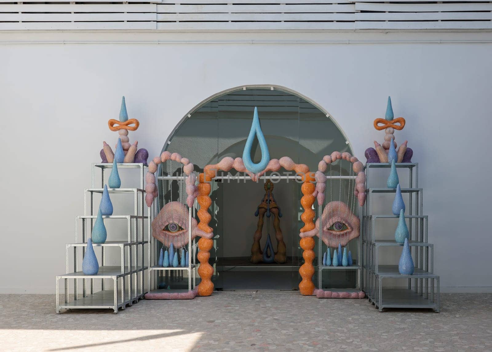 Venice, Italy - September 6, 2022: 59th Venice Art Biennale in Venice. After Dreams: I Dare to Defy the Demage by artist Zsofia Keresztes at the Hungarian pavilion