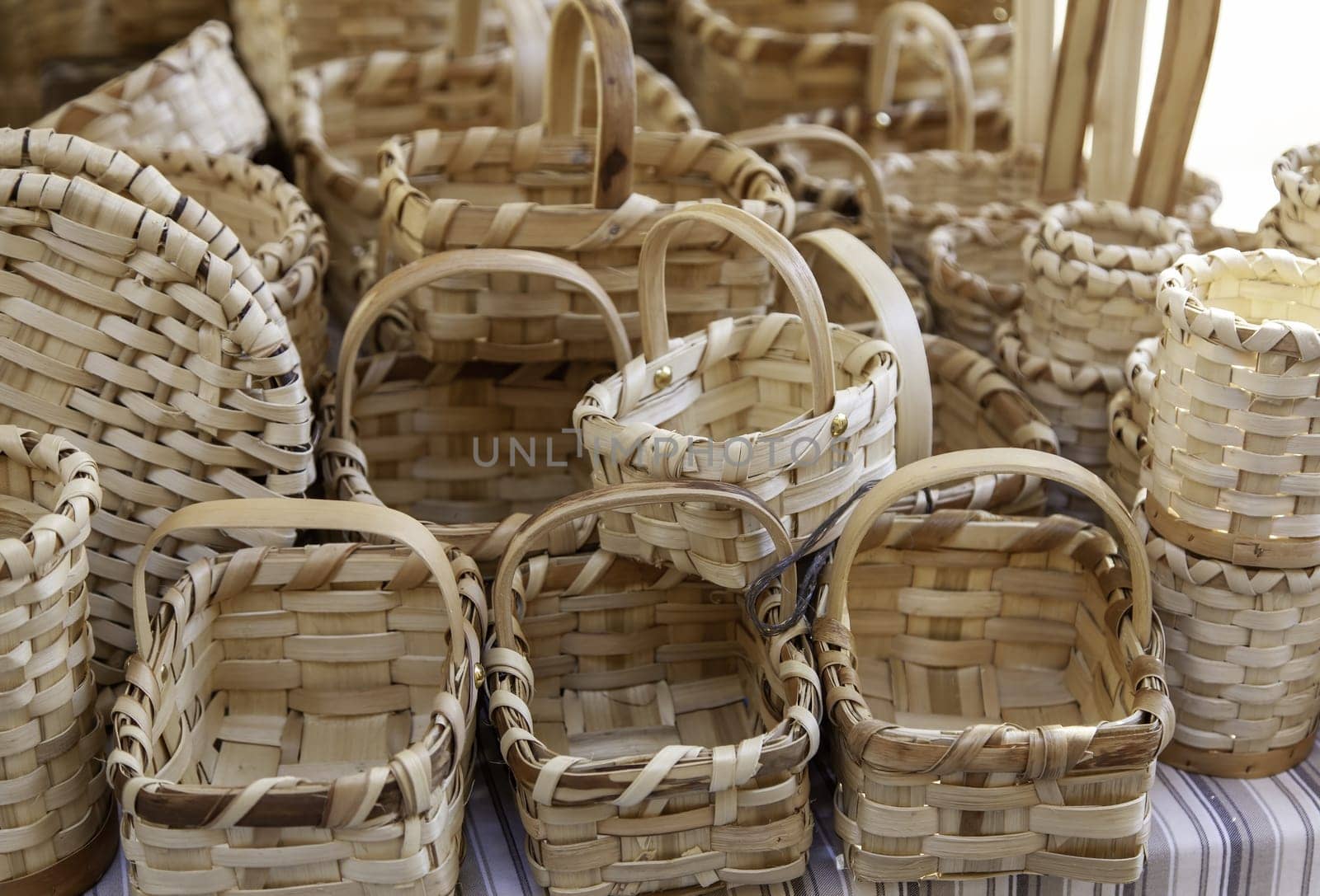 Detail of handmade food baskets, tradition and crafts
