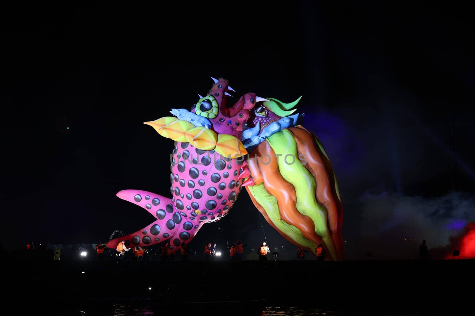 Cracow, Poland - June 4, 2022: Great Dragon Parade. The Great Outdoor Show on the Vistula River.